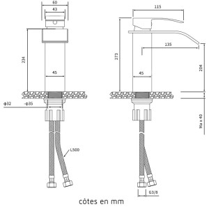 Mitigeur lavabo CASCADE Noir Mat