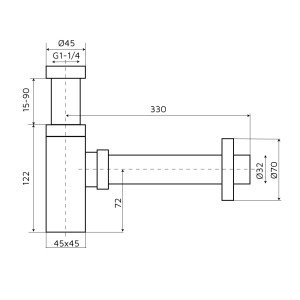 Siphon lavabo Noir Mat