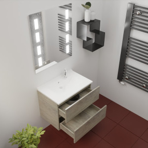 Meuble ROSINOX 70 cm avec plan vasque et miroir PRESTIGE - Bois