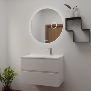 Meuble ROSINOX 80 cm avec plan vasque et miroir Rondinara - Blanc Mat