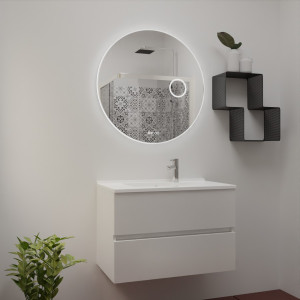 Meuble ROSINOX 80 cm avec plan vasque et miroir Rondinara - Blanc Mat