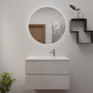Meuble ROSINOX 80 cm avec plan vasque et miroir Rondinara - Blanc Mat