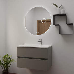 Meuble ROSINOX 80 cm avec plan vasque et miroir Rondinara - Gris Mat