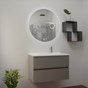 Meuble ROSINOX 80 cm avec plan vasque et miroir Rondinara - Gris Mat