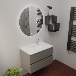 Meuble ROSINOX 80 cm avec plan vasque et miroir Rondinara - Gris Mat