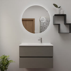 Meuble ROSINOX 80 cm avec plan vasque et miroir Rondinara - Gris Mat