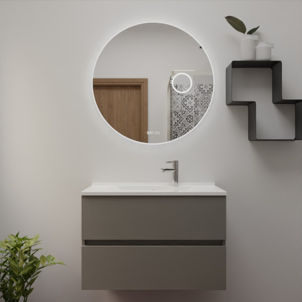 Meuble ROSINOX 80 cm avec plan vasque et miroir Rondinara - Gris Mat
