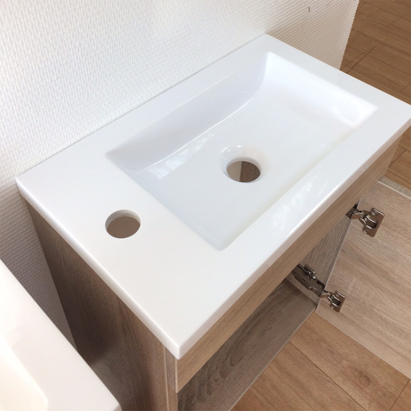 Meuble lave-mains LILA 44x26 cm avec vasque et miroir - Blanc