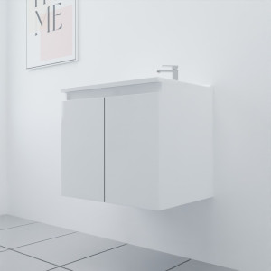 Meuble avec plan simple vasque PROLINE 60 cm couleur blanc brillant