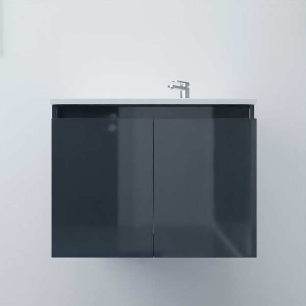 Meuble salle de bain 70 cm avec plan simple vasque PROLINE couleur gris anthracite