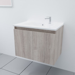 Meuble salle de bain 70 cm avec plan simple vasque PROLINE couleur chêne