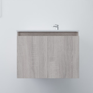Meuble salle de bain 70 cm avec plan simple vasque PROLINE couleur chêne