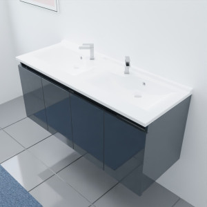 Meuble double vasque 120 cm PROLINE gris brillant