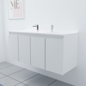 Meuble double vasque 120 cm PROLINE Blanc brillant