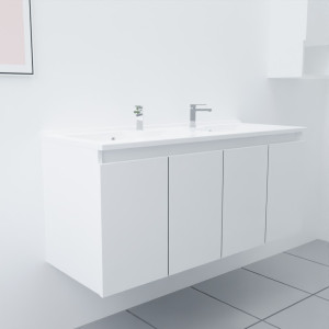 Meuble double vasque 120 cm PROLINE Blanc brillant