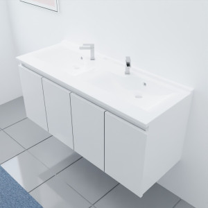 Meuble double vasque 120 cm PROLINE Blanc brillant