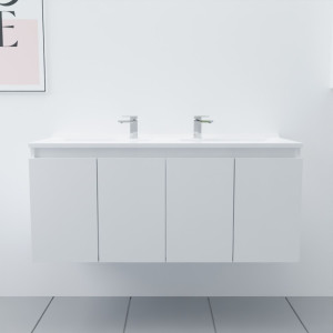Meuble double vasque 120 cm PROLINE Blanc brillant