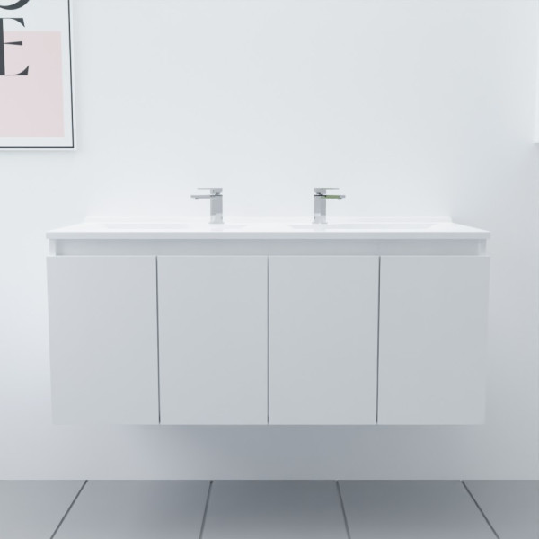 Meuble double vasque 120 cm PROLINE Blanc brillant