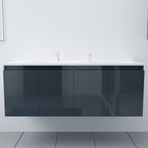 Meuble double vasque 140 cm PROLINE gris brillant