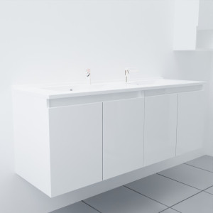 Meuble double vasque 140 cm PROLINE Blanc brillant
