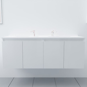 Meuble double vasque 140 cm PROLINE Blanc brillant