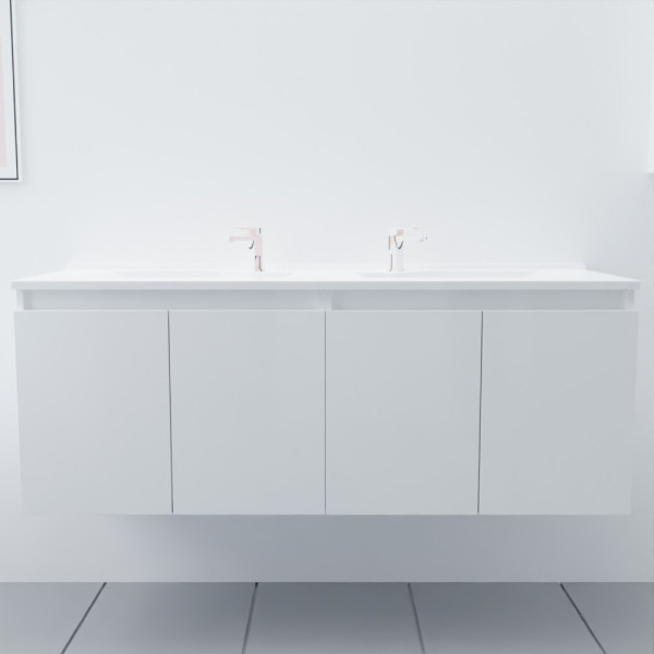 Meuble double vasque 140 cm PROLINE Blanc brillant
