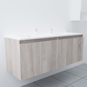 Meuble double vasque 140 cm PROLINE coloris bois Cambrian Oak