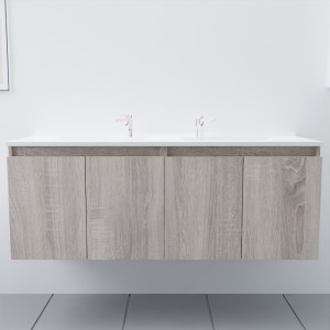 Meuble double vasque 140 cm PROLINE coloris bois Cambrian Oak
