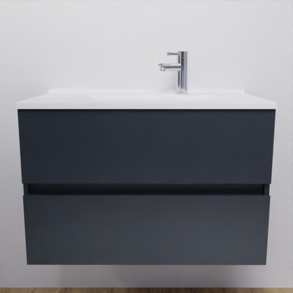 Meuble salle de bain suspendu ROSALY 80 cm - Gris anthracite