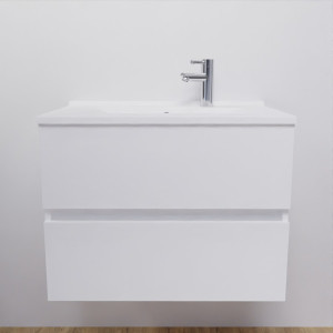 Meuble salle de bain suspendu ROSALY 70 cm - Blanc brillant