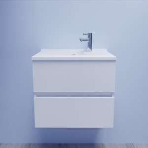 Meuble salle de bain suspendu ROSALY 60 cm - Blanc brillant