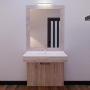 Meuble ALTEA 90 cm avec plan vasque et miroir - Cambrian oak