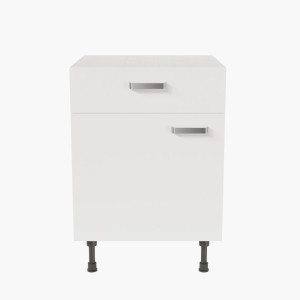 Meuble de cuisine bas - 1 porte + 1 tiroir- 60 cm - Blanc