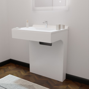 Meuble simple vasque EPURE 70 cm - adapté PMR - laqué blanc brillant