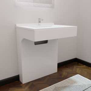 Meuble simple vasque EPURE 70 cm - adapté PMR - laqué blanc brillant