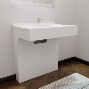 Meuble simple vasque EPURE 80 cm - adapté PMR - laqué blanc brillant  