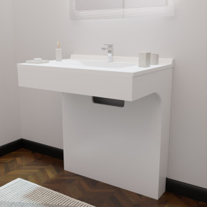 Meuble simple vasque EPURE 80 cm - adapté PMR - laqué blanc brillant  