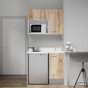 Kitchenette K00 - 100 cm avec emplacement frigo top, meubles de rangement et emplacement micro-ondes 