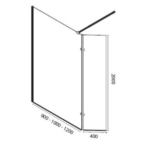 Paroi de douche fixe CALYPSO verre 8 mm avec volet pivotant - 100+40 x 200cm