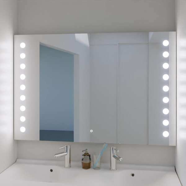 Miroir de salle de bain LED 120x80 cm dimmable, fonction anti-buée
