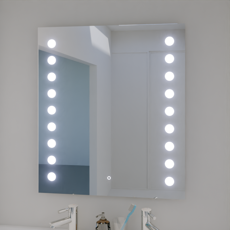 Miroir anti-buée STARLED 70x80 cm - éclairage intégré à LED et interrupteur sensitif