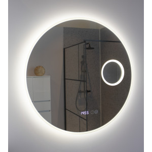 Miroir RONDINARA Ø 60cm - éclairage LED, système anti-buée, horloge et loupe