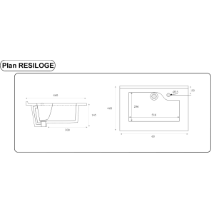 Plan simple vasque design RÉSILOGE - 60 cm