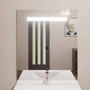 Miroir lumineux ELEGANCE 90x105 cm - éclairage LED intégré en haut du miroir 