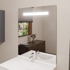 Miroir lumineux ELEGANCE 90x105 cm - éclairage LED intégré en haut du miroir 
