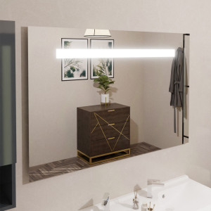 Miroir lumineux ELEGANCE 120x80 cm - bandeau LED central en haut du miroir 