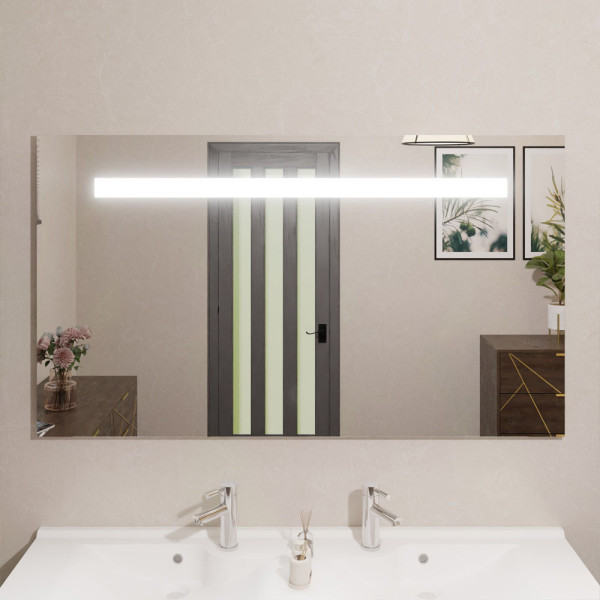 Miroir lumineux ELEGANCE 140x80 cm - éclairage avec bandeau LED intégré en haut du miroir 