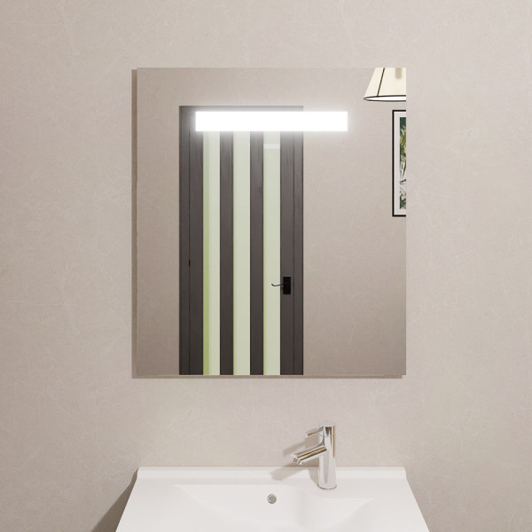 Miroir lumineux ELEGANCE 70x80 cm  - éclairage LED intégré en haut du miroir