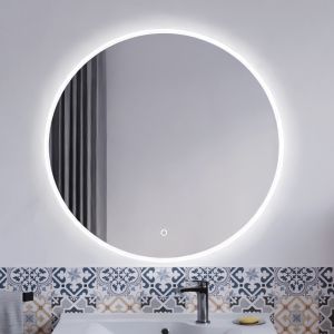 Miroir lumineux rond ONDE Ø 80cm éclairage LED, système anti-buée et interrupteur sensitif