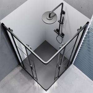 Paroi de douche d'angle effet verrière ATELIA 80 cm x 80 cm